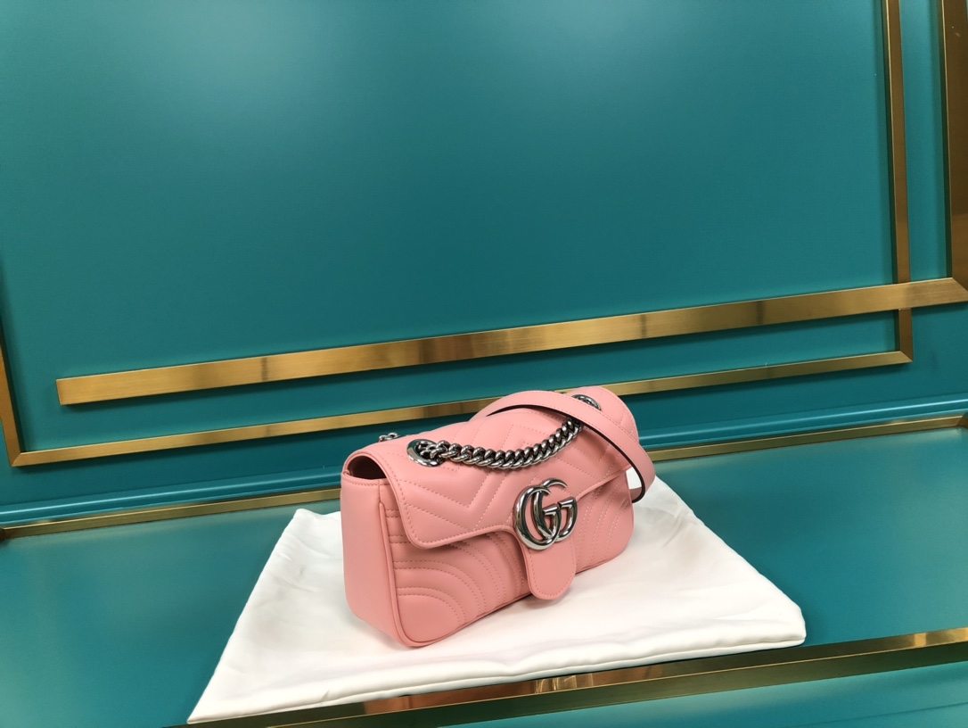 Gucci GG Marmont Matelasse Mini Shoulder Bag 446744 Pink